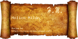 Holics Milán névjegykártya